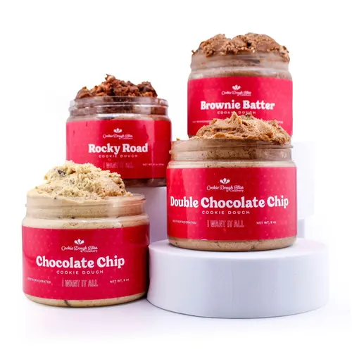 Chocolate Lovers Pack, Soft and Smooth Edible Gourmet Cookie Dough, Ready to Eat, Delicious Sweet Dessert, Pack of 4