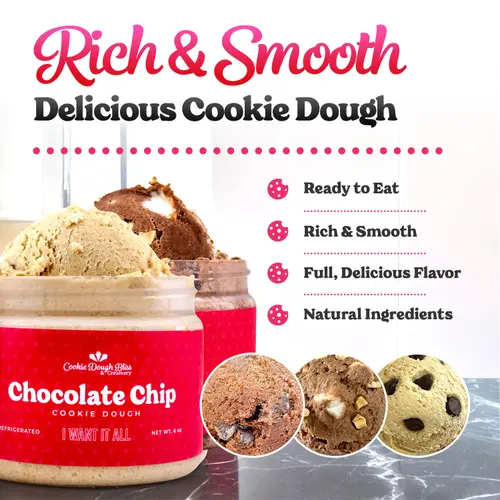 Chocolate Lovers Pack, Soft and Smooth Edible Gourmet Cookie Dough, Ready to Eat, Delicious Sweet Dessert, Pack of 4 thumbnail 2