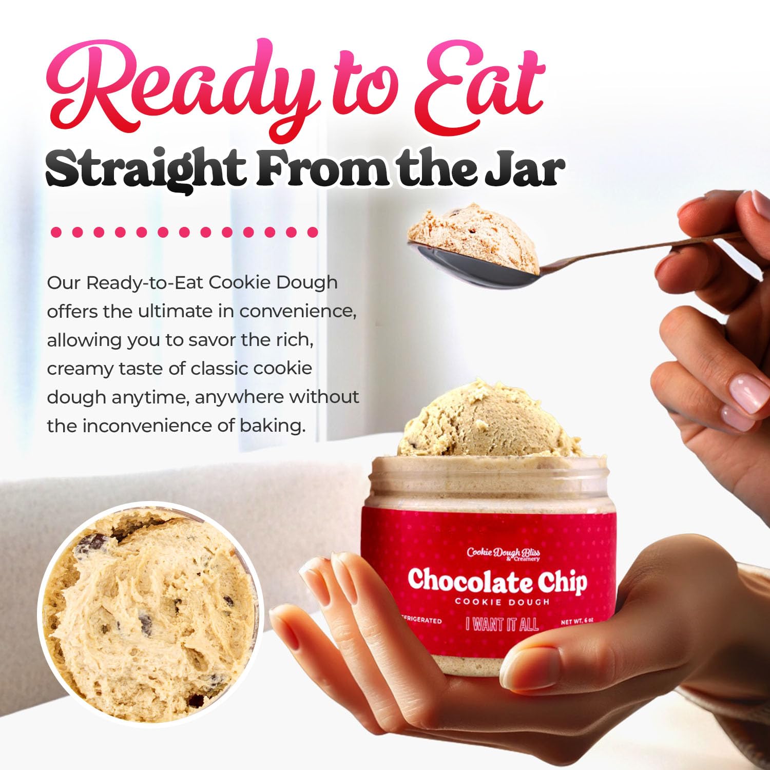 Classic Flavor Pack, Soft and Smooth Ready to Eat Gourmet Cookie Dough, Delicious Sweet Dessert, Pack of 4 thumbnail 3