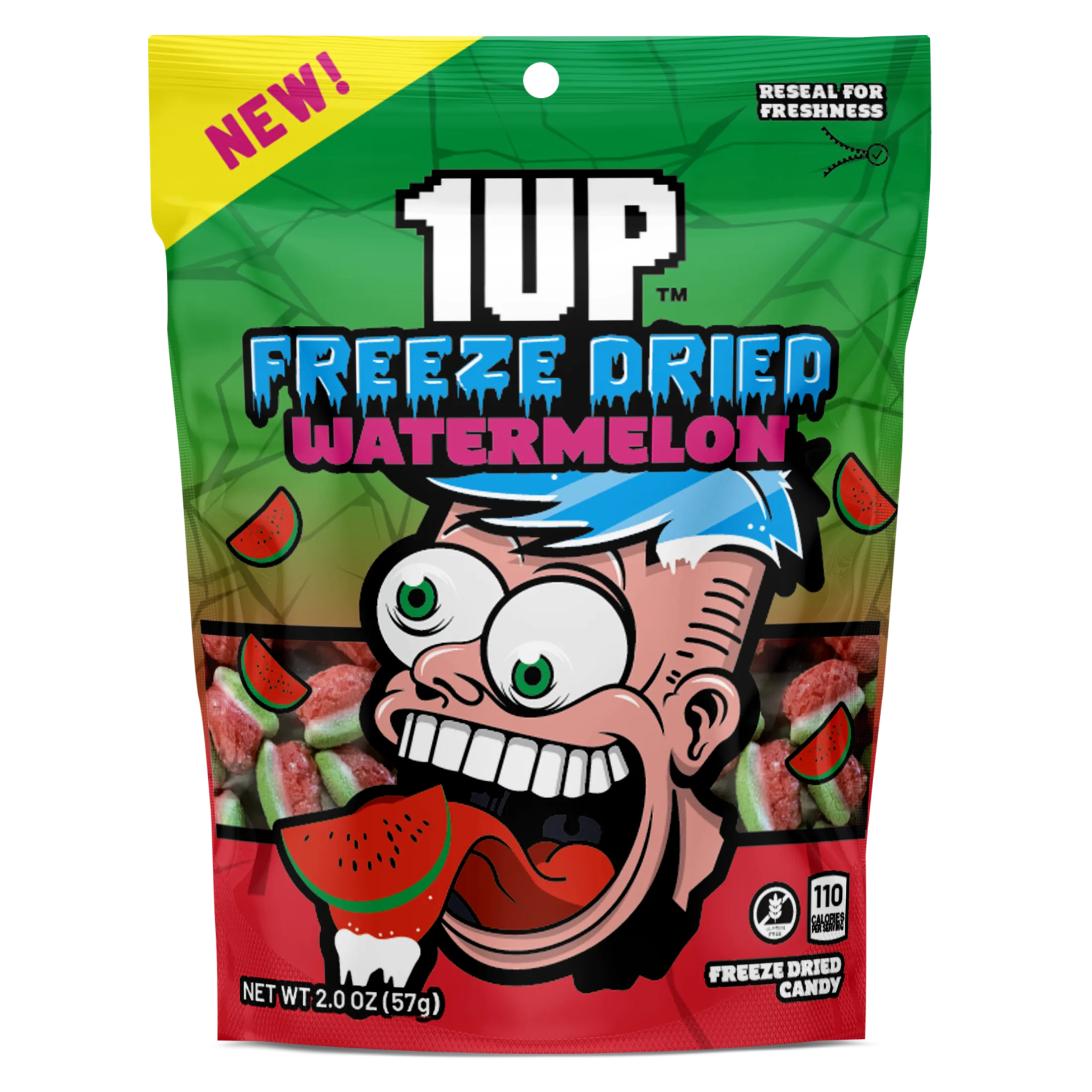 1UP Freeze Dried Watermelon Candy, 2.0 oz Resealable Bag
