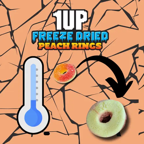 1UP Freeze Dried Peach Rings, 2.0 OZ Resealable Bag thumbnail 3