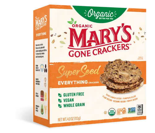 Mary's Gone Crackers Super Seed Everything, Guten-Free Crackers, 4 oz (6 Pack)