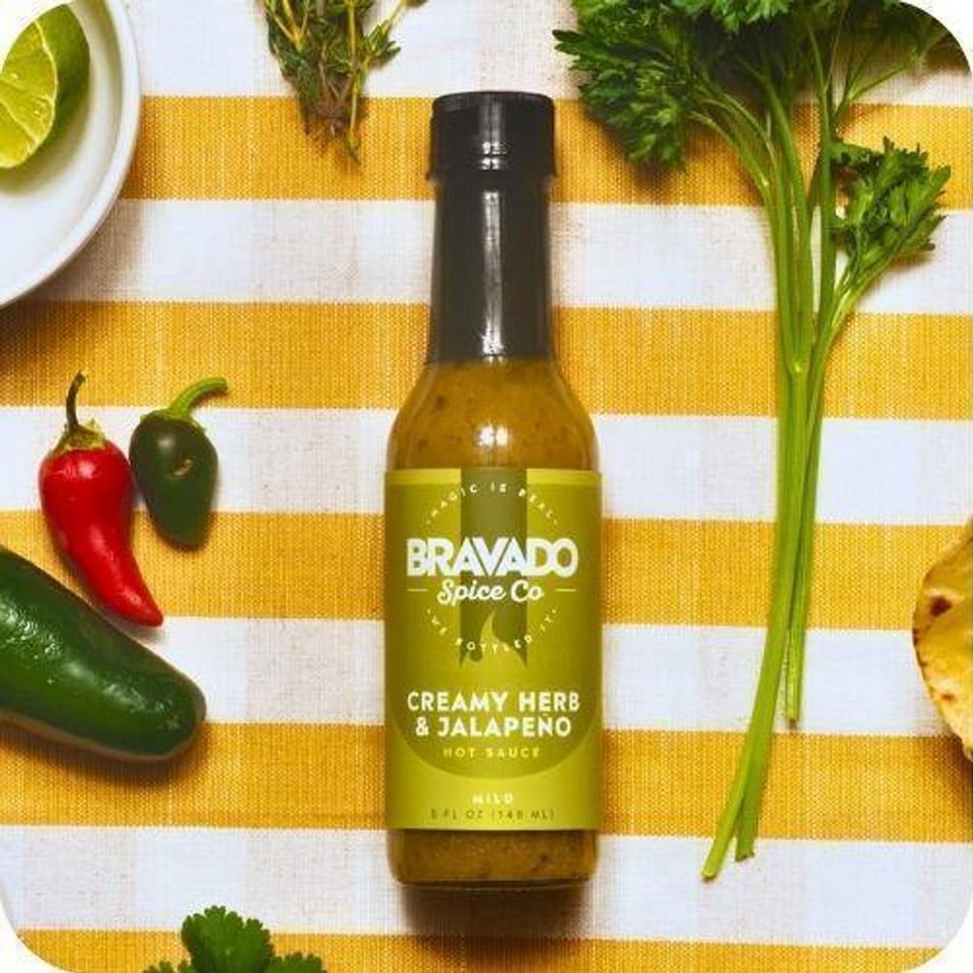 Bravado Spice Co. Creamy Herb and Jalapeno Hot Sauce Mild 5 oz Bottle Vegan Gluten Free thumbnail 2