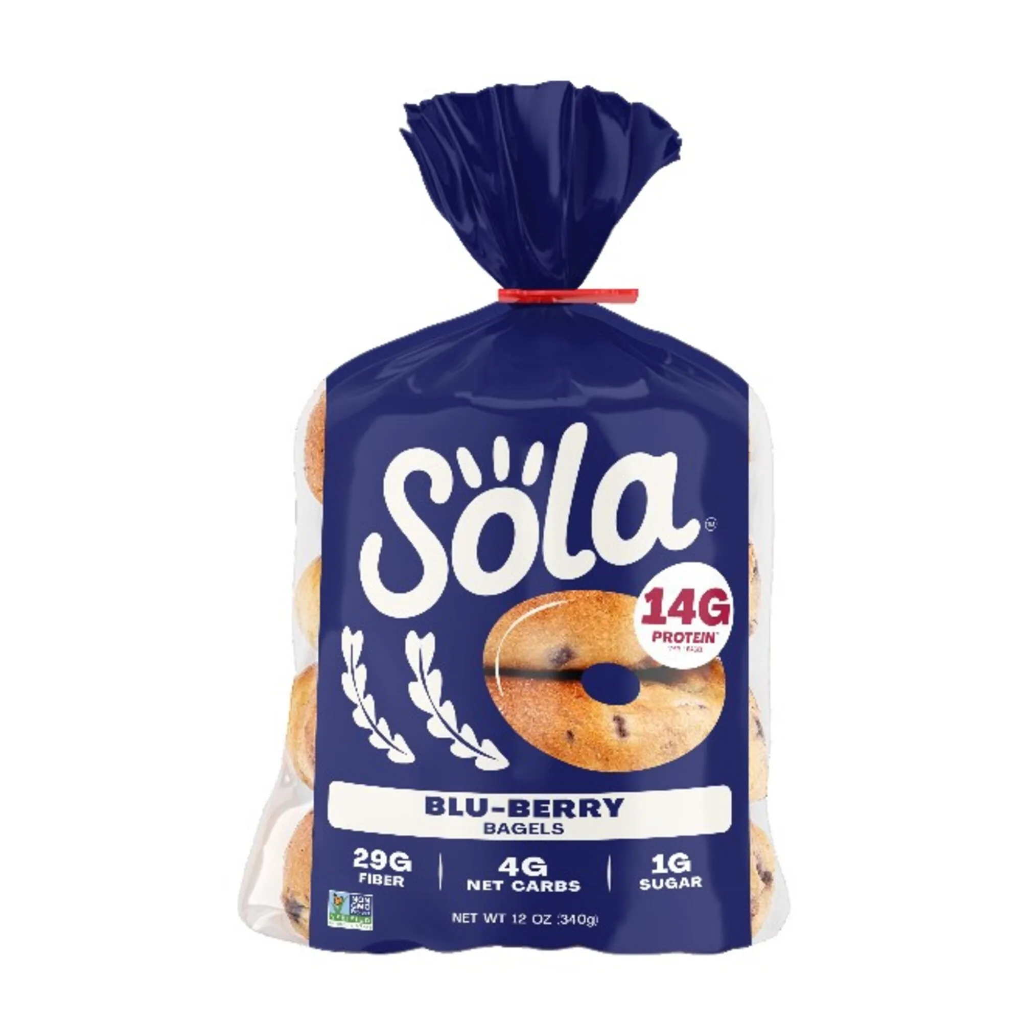 Sola Bread Blu-Berry Bagels, Non-GMO, 12 oz, 4 Count