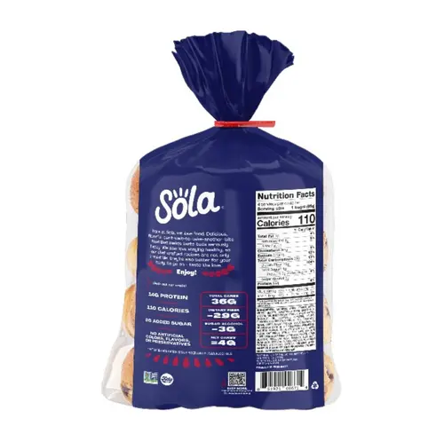 Sola Bread Blu-Berry Bagels, Non-GMO, 12 oz, 4 Count thumbnail 2