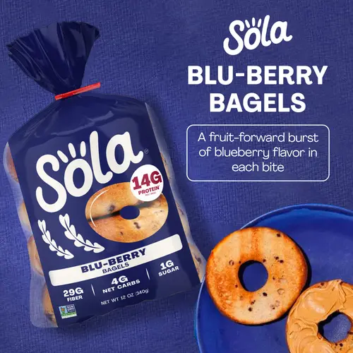 Sola Bread Blu-Berry Bagels, Non-GMO, 12 oz, 4 Count thumbnail 3