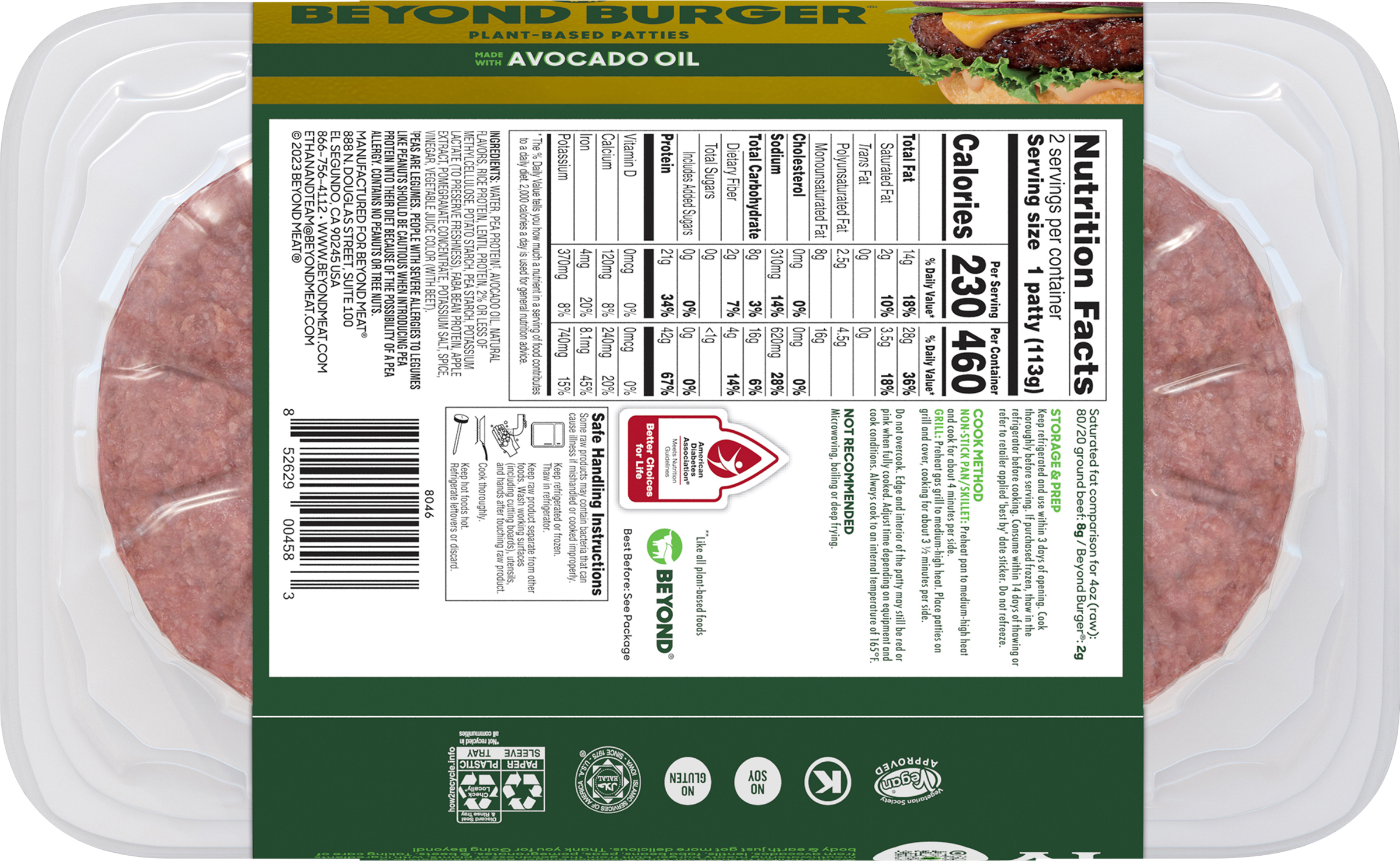 Beyond Meat Burger Plant-Based Patties, 2 Pack, 8 oz, Fresh, Ready to Cook thumbnail 3