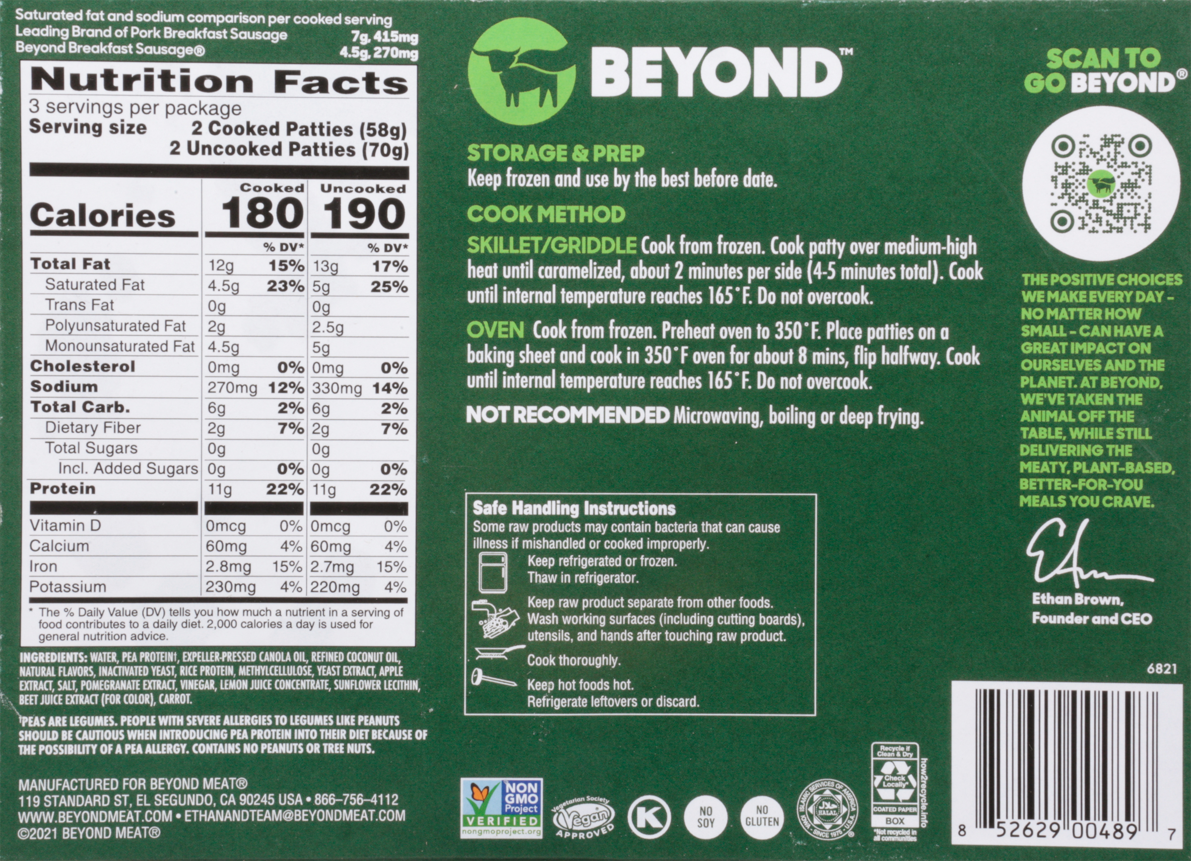 Beyond Meat Beyond Breakfast Sausage Plant-Based Breakfast Patties, Original 7.4 oz thumbnail 2