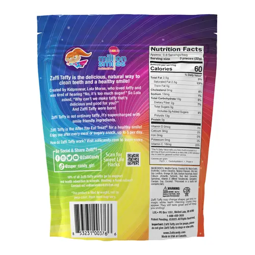 ZOLLIPOPS Zaffi Taffy Zero Sugar Fruit Taffy, 3 oz thumbnail 2
