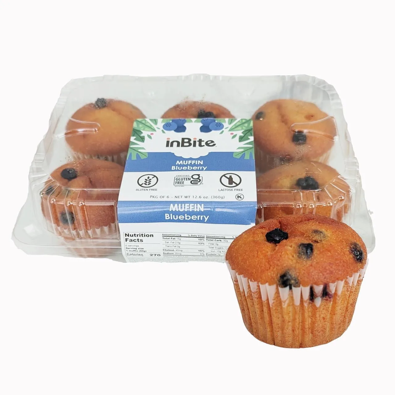 Inbite Gluten-Free Blueberry Muffins, 6 Pack, 12.6 oz