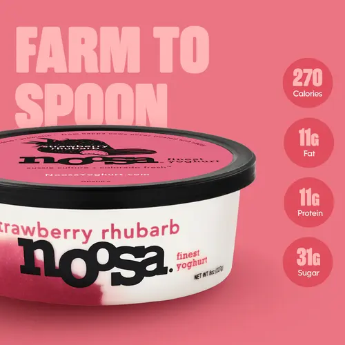 Noosa Yoghurt, Whole Milk Yogurt, Velvety Smooth & Creamy, Strawberry Rhubarb, 8 oz Tub thumbnail 3