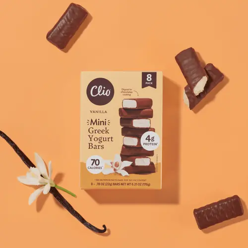 Clio Mini Vanilla Greek Yogurt Bar in Chocolatey Coating, 0.78 oz, 8 Ct thumbnail 3