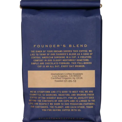 Stumptown Coffee Organic Founders Blend Premium Dark Roast Whole Bean Coffee, Arabica, 12 oz thumbnail 3