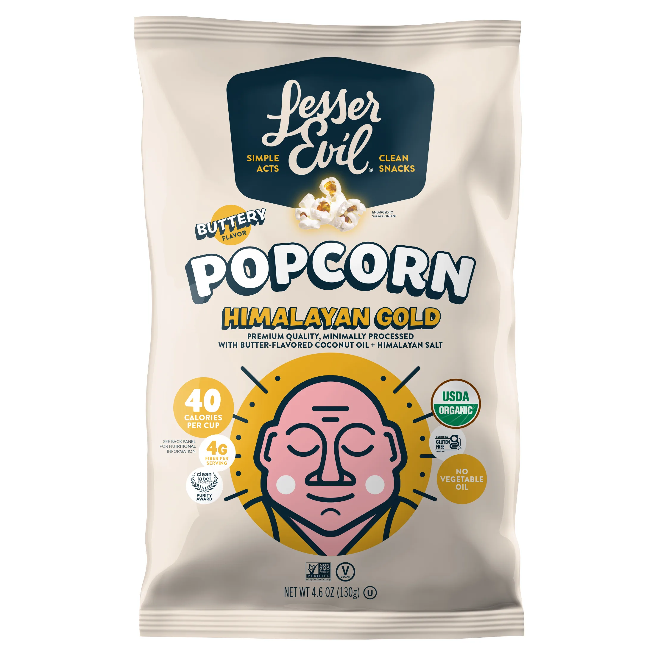 Lesserevil, Organic Popcorn, Himalayan Gold, Gluten-Free, 4.6oz
