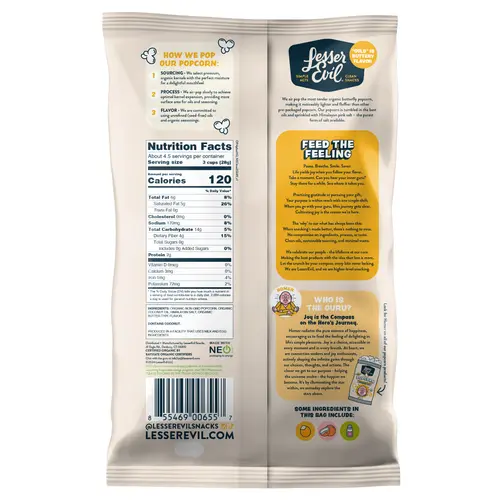 Lesserevil, Organic Popcorn, Himalayan Gold, Gluten-Free, 4.6oz thumbnail 2
