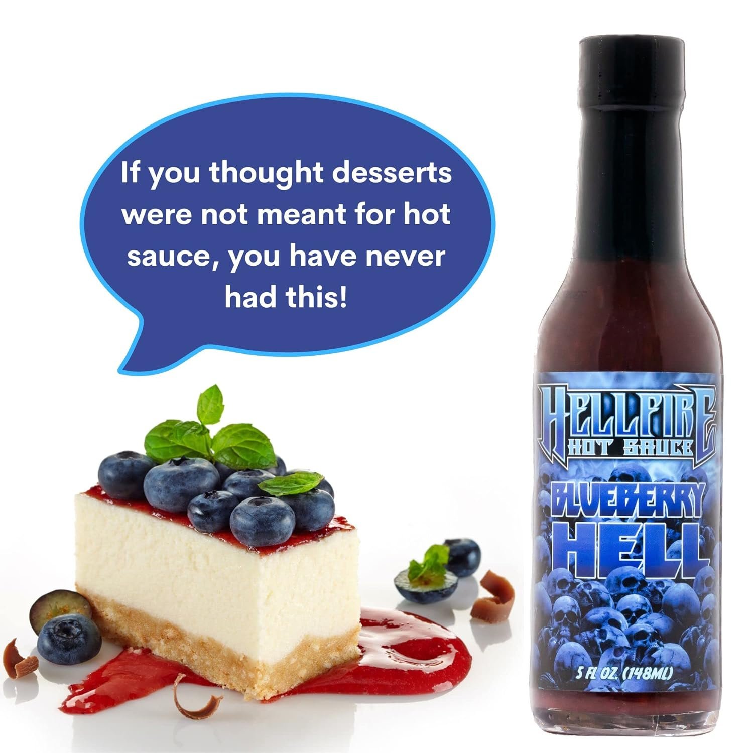 Hellfire Blueberry Hell Hot Sauce with Carolina Reaper Peppers, Gourmet, Award-Winning Fruit-Based Hot Sauce, 5 oz. thumbnail 4