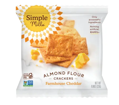 Simple Mills Almond Flour Crackers, Farmhouse Cheddar Crackers Snack Packs, 0.8 oz, 6 Count thumbnail 2