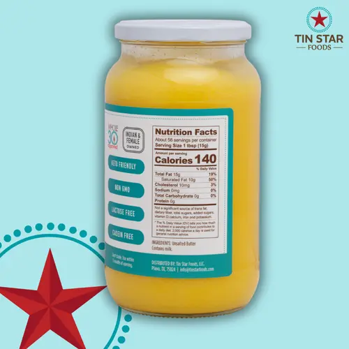 Tin Star Foods 100% Grassfed Ghee  Pasture Raised, Hand Crafted Clarified Butter  Keto, Whole 30 and 21 Day Detox Approved, Lact thumbnail 3