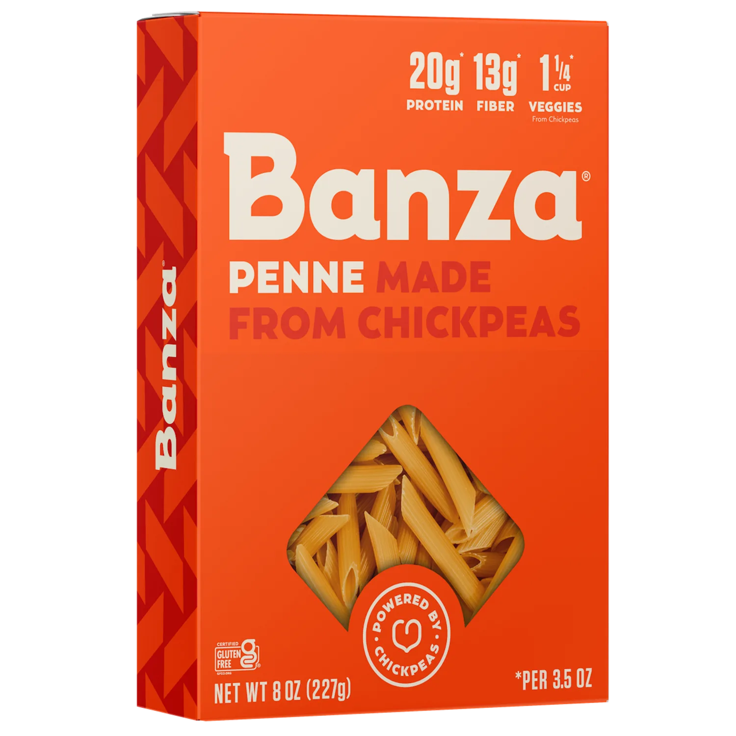 Banza Penne Pasta from Chickpeas - Gluten Free, High Protein, and Lower Carb Shelf-Stable Protein Noodles, 8oz