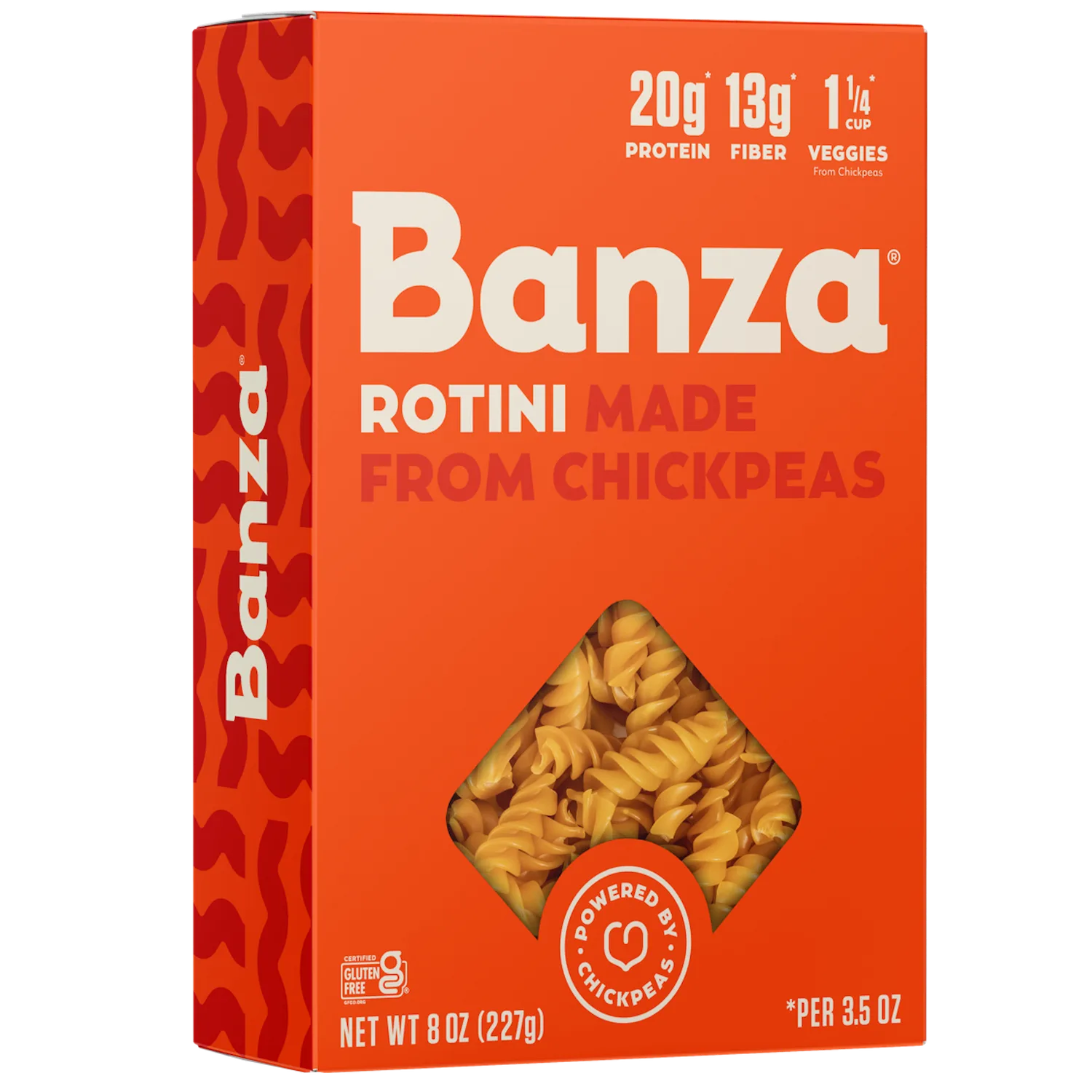 Banza Rotini Pasta from Chickpeas - Gluten Free, High Protein, and Lower Carb Protein Noodles, 8oz