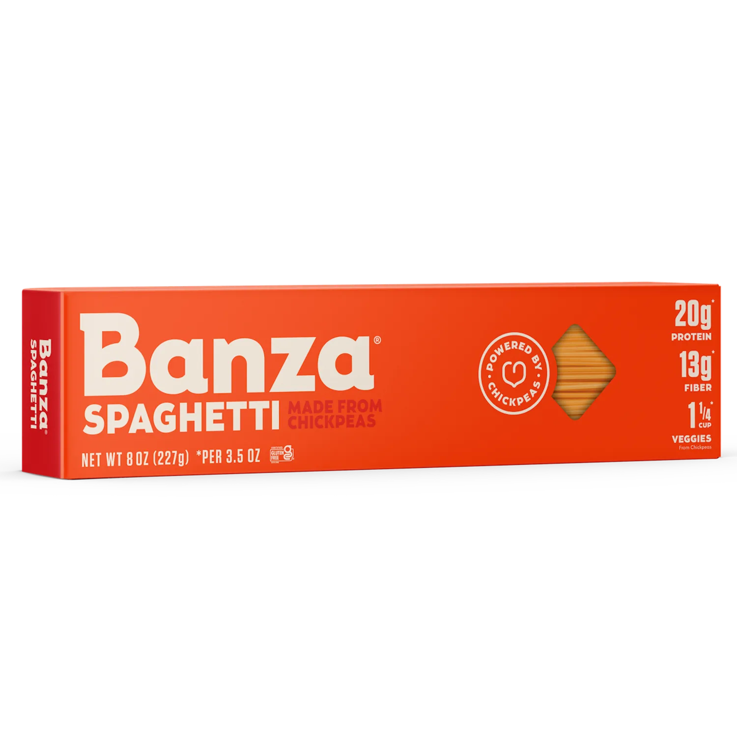 Banza Spaghetti Pasta from Chickpeas - Gluten Free, High Protein, and Lower Carb Protein Noodles, 8oz