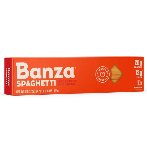 Banza Spaghetti Pasta from Chickpeas - Gluten Free, High Protein, and Lower Carb Protein Noodles, 8oz