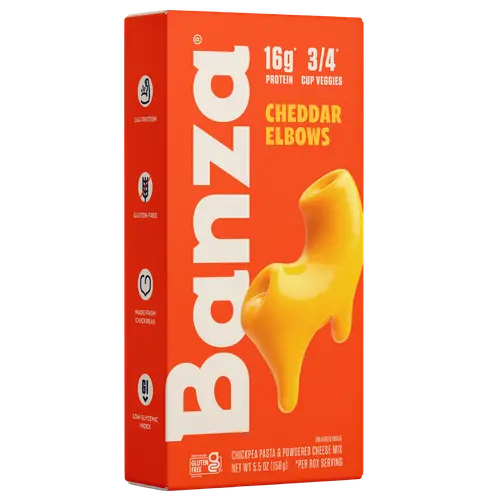 Banza Elbows & Cheddar - High Protein, Gluten Free, Lower Carb Shelf-Stable Mac and Cheese, 5.5oz