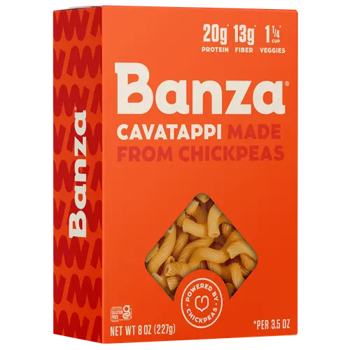 Banza Cavatappi Pasta from Chickpeas - Gluten Free, High Protein, and Lower Carb Protein Noodles, 8oz