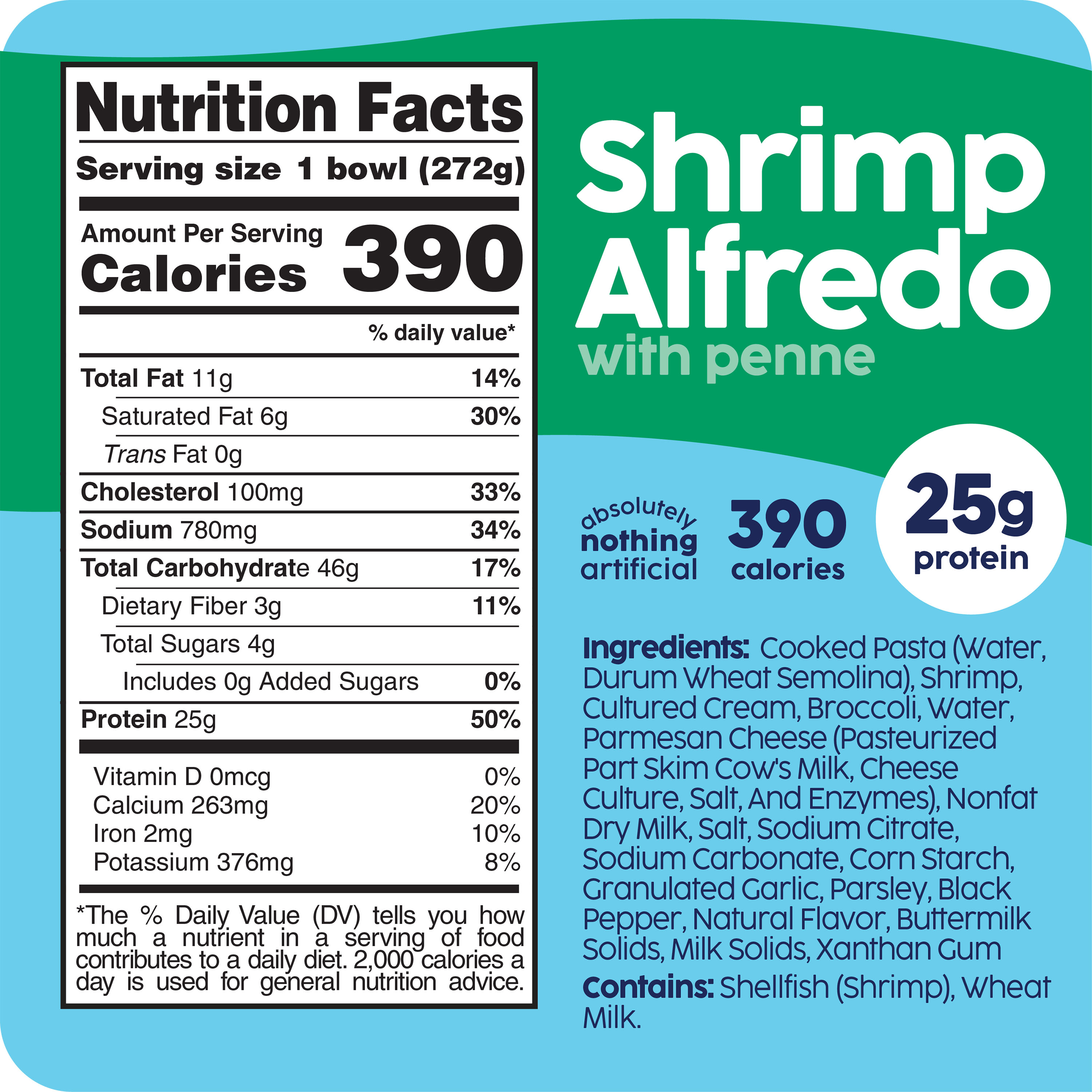 Scott & Jonâ€™s Frozen Meals, Shrimp Alfredo Pasta, Microwave Meals, Frozen Lunch or Dinner for One, 9.6 oz thumbnail 4