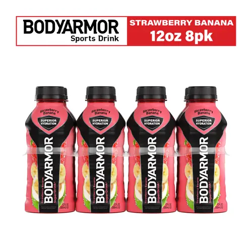 BODYARMOR SuperDrink Strawberry Banana Sports Drink, 12 fl oz bottles, 8 pack
