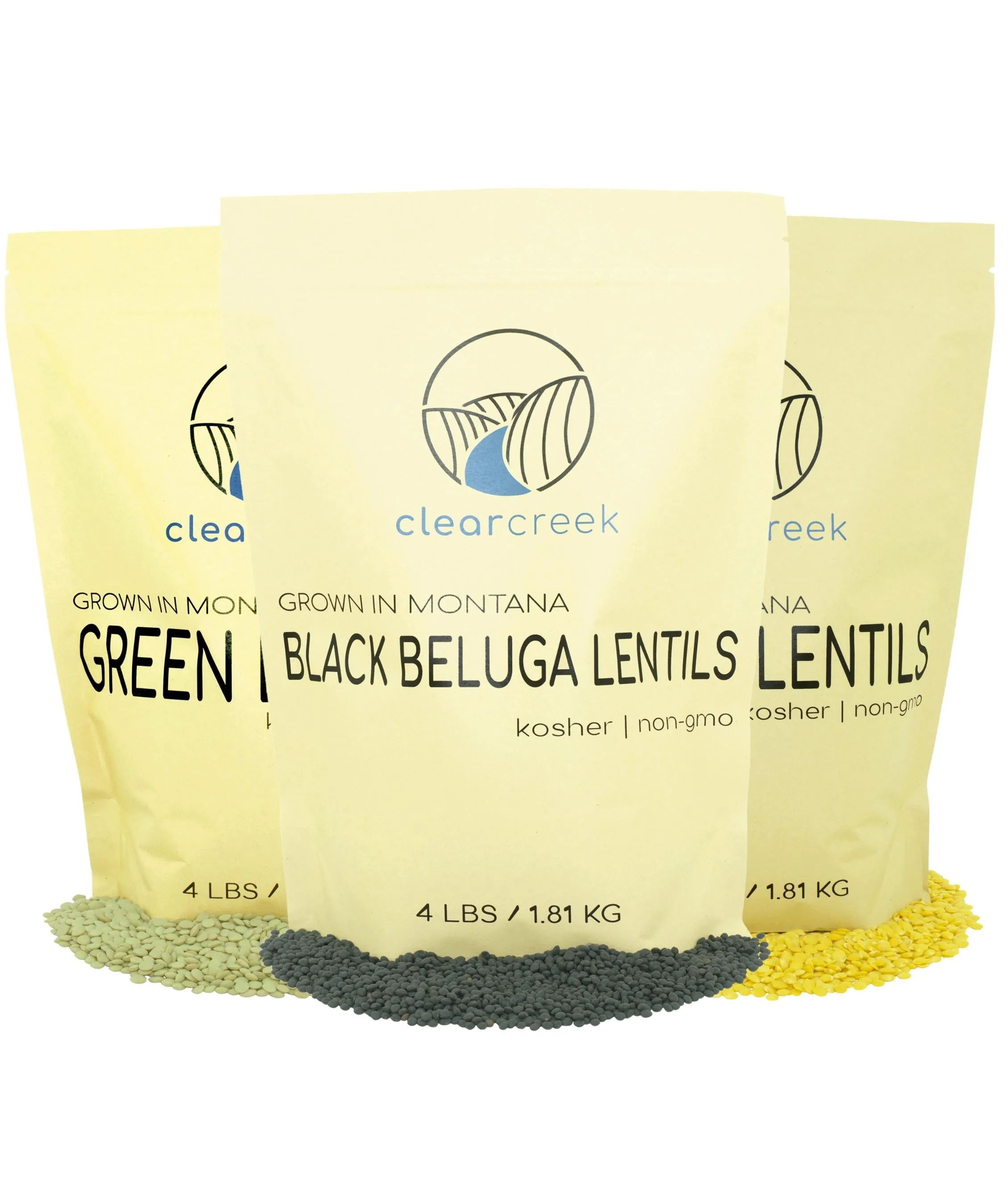 Green Lentils | Black Beluga Lentils | Golden Lentils | Non-GMO | 12 lbs Total | 100% Non Irradiated | Kosher | USA Grown | Vega