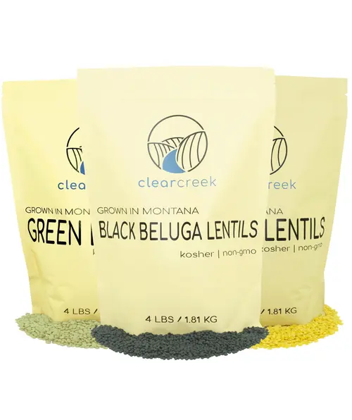 Green Lentils | Black Beluga Lentils | Golden Lentils | Non-GMO | 12 lbs Total | 100% Non Irradiated | Kosher | USA Grown | Vega