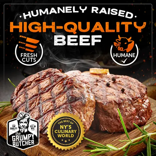 Grumpy Butcher Prime Steakhouse Beef Steak Meat, Ribeye Steaks, 4 ct Pack, 14 oz Vacuum Bag thumbnail 3