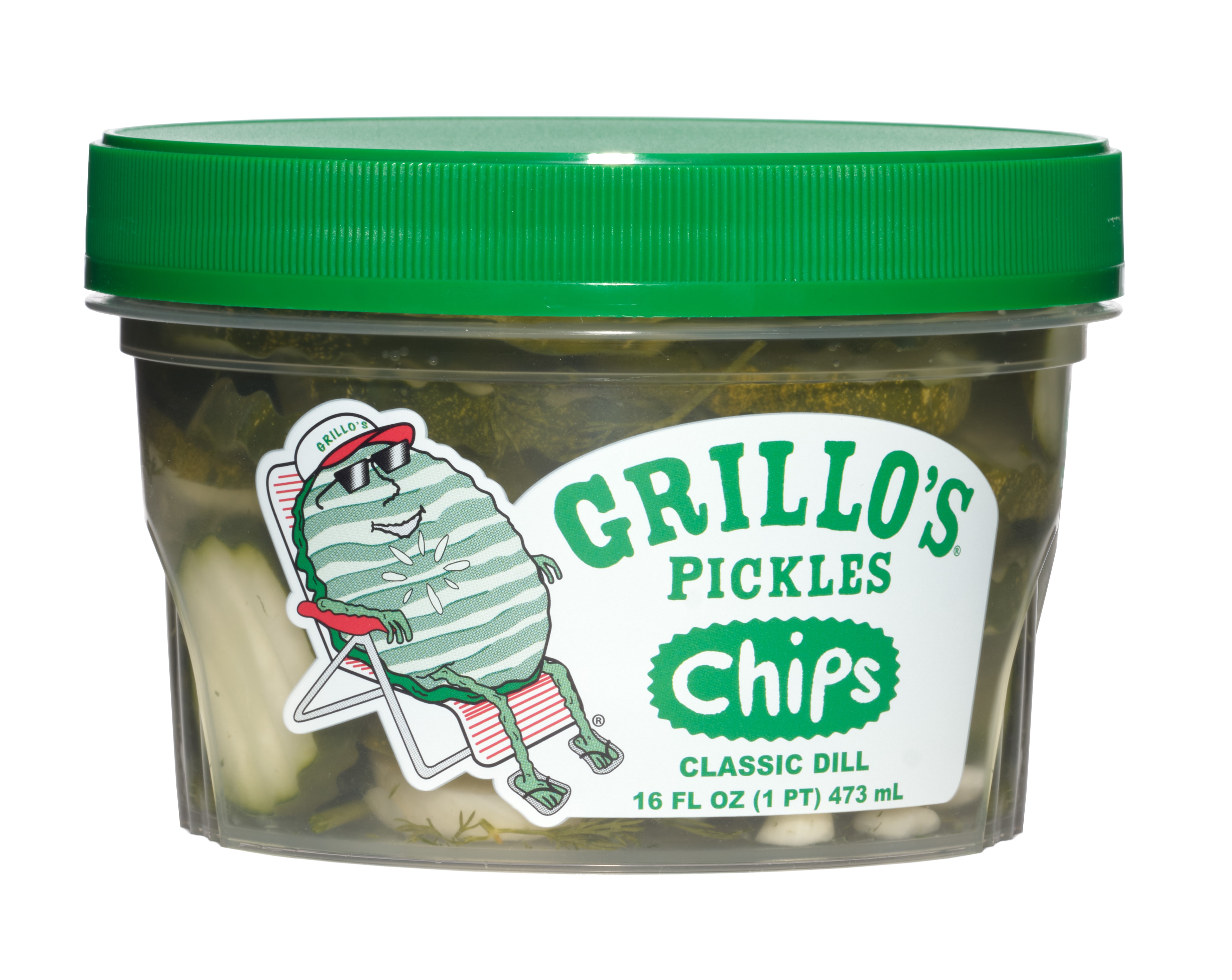 Grillo's Pickles Classic Dill Pickle Chips, 16 fl oz Tub