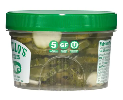 Grillo's Pickles Classic Dill Pickle Chips, 16 fl oz Tub thumbnail 4