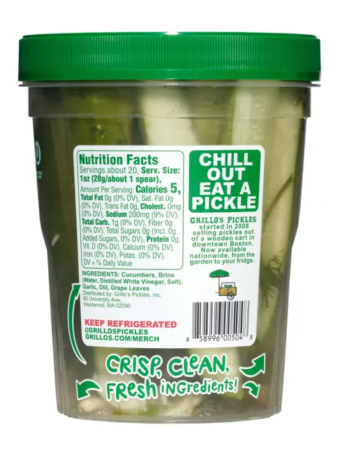 Grillo's Pickles Classic Dill Pickle Spears, 32 fl oz, Jar thumbnail 3