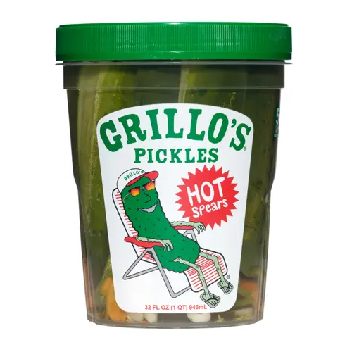 Grillo's Pickles Kosher Gluten Free, Hot Dill Pickle Spears, 32 oz