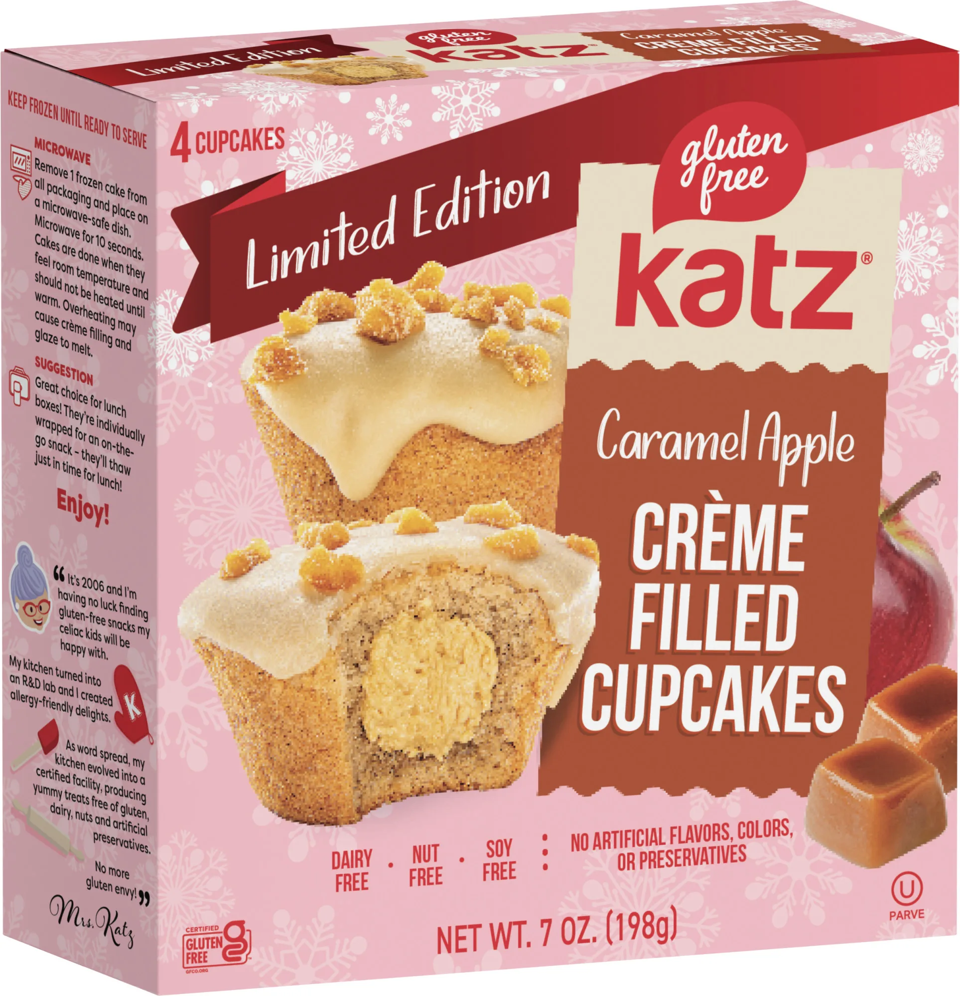 Katz Gluten Free Creme Filled Cupcakes - Caramel Apple |Gluten Free, Dairy Free, Nut Free, Soy Free, Kosher | (1 Pack, 7.0 Ounce