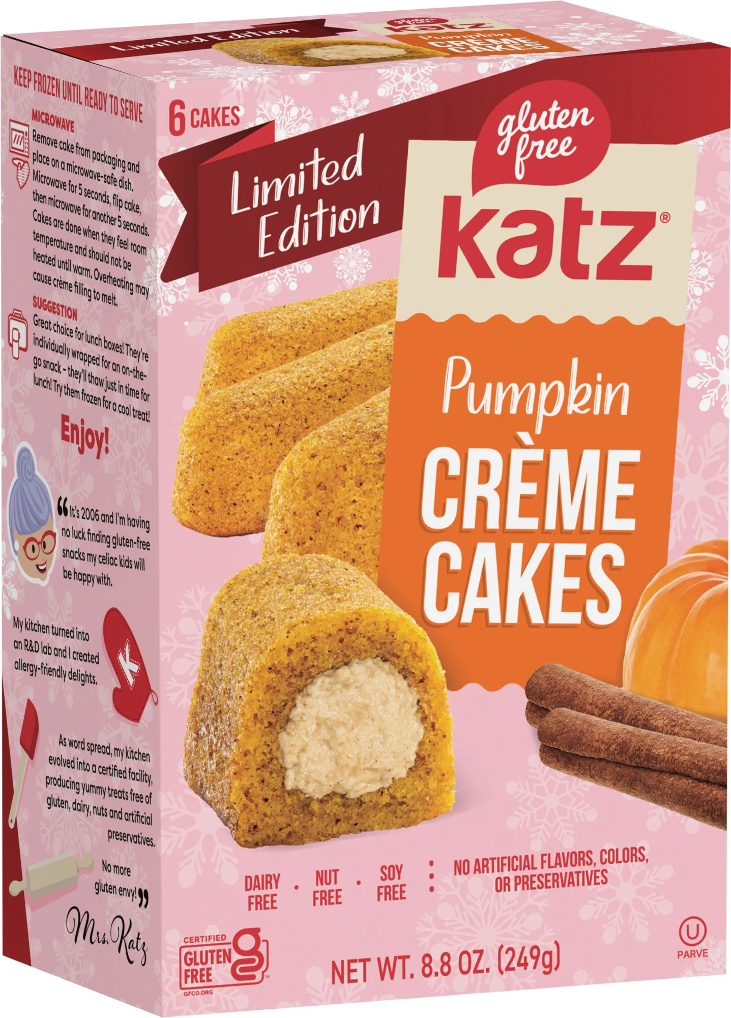Katz Gluten Free Creme Cakes - Pumpkin |Gluten Free, Dairy Free, Nut Free, Soy Free, Kosher | (1 Pack, 8.8 Ounce Each)