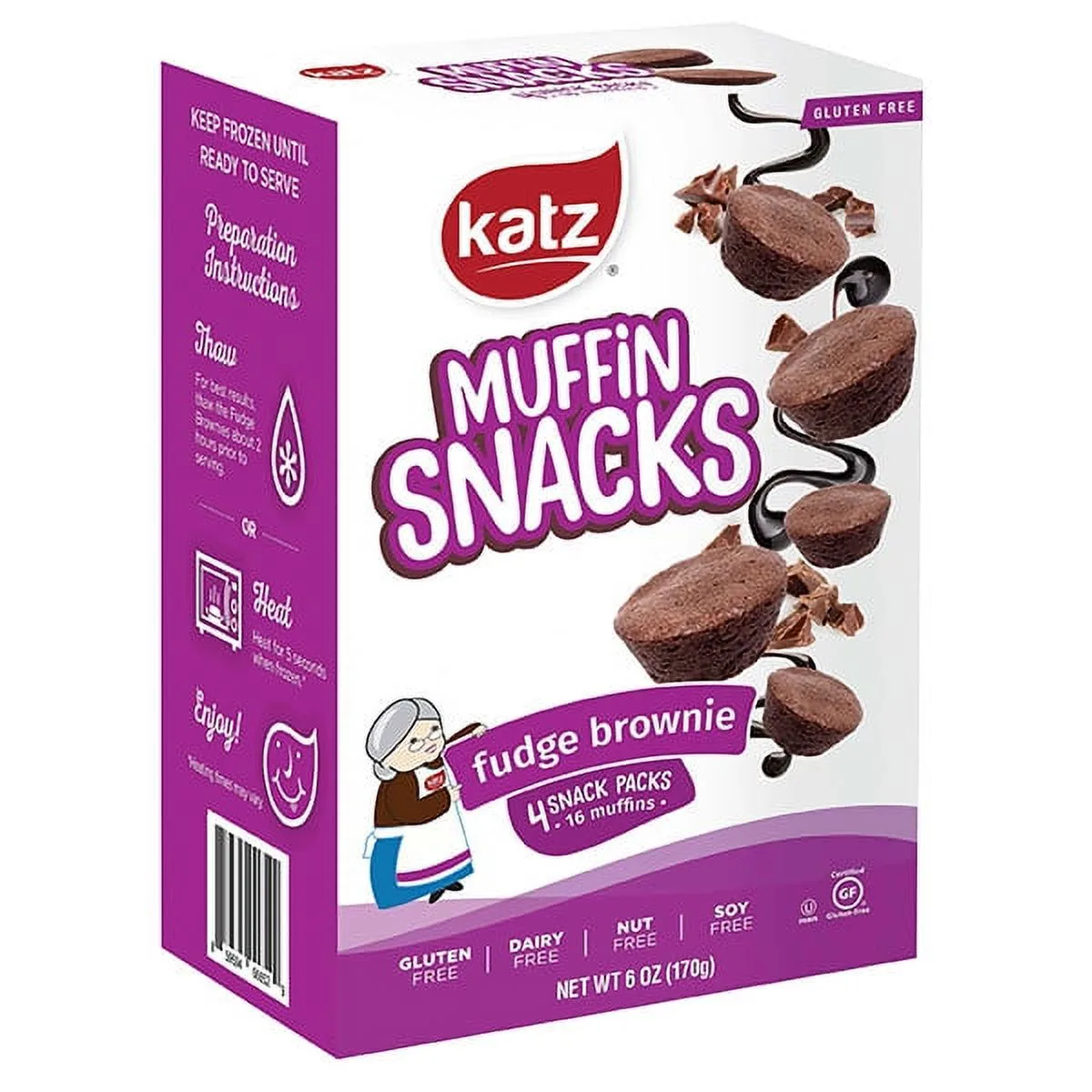 Katz Gluten Free Muffin Snacks - Fudge Brownie |Gluten Free, Dairy Free, Nut Free, Soy Free, Kosher | (1 Pack, 6.0 Ounce Each)