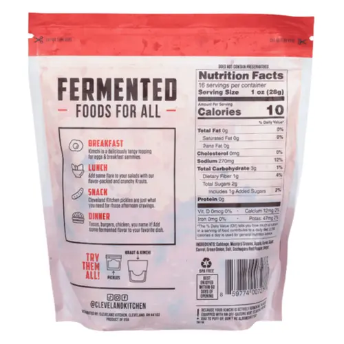 Cleveland Kitchen Gluten-Free Classic Kimchi, Chopped, 16 oz Pouch thumbnail 3