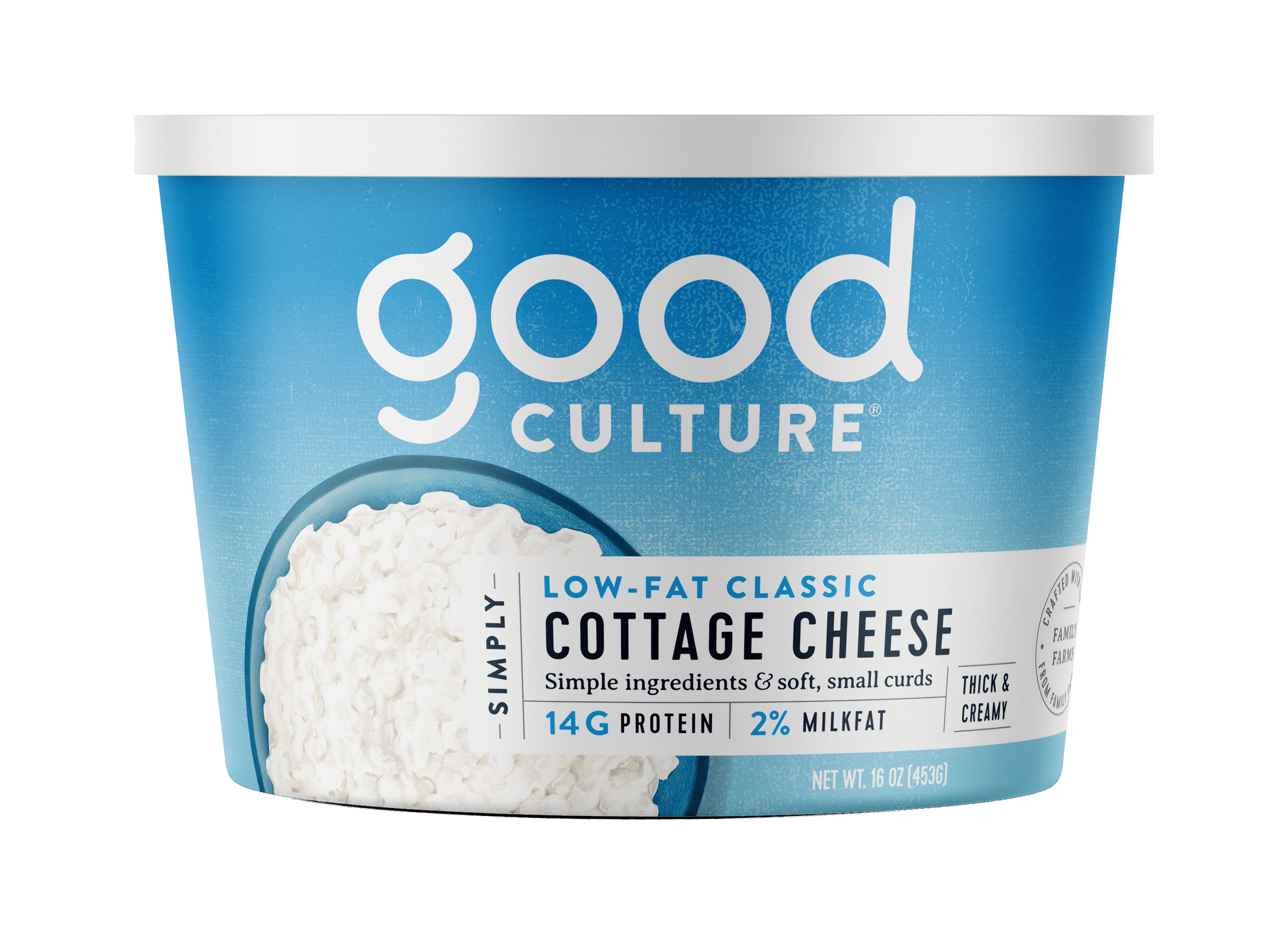 Good Culture Classic Simply Cottage Cheese Tub, 2% Milk Fat, 14 g Protein, 16 oz