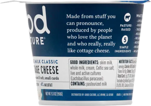 Good Culture Classic 4% Milk Fat Cottage Cheese, 5.3 Oz thumbnail 3