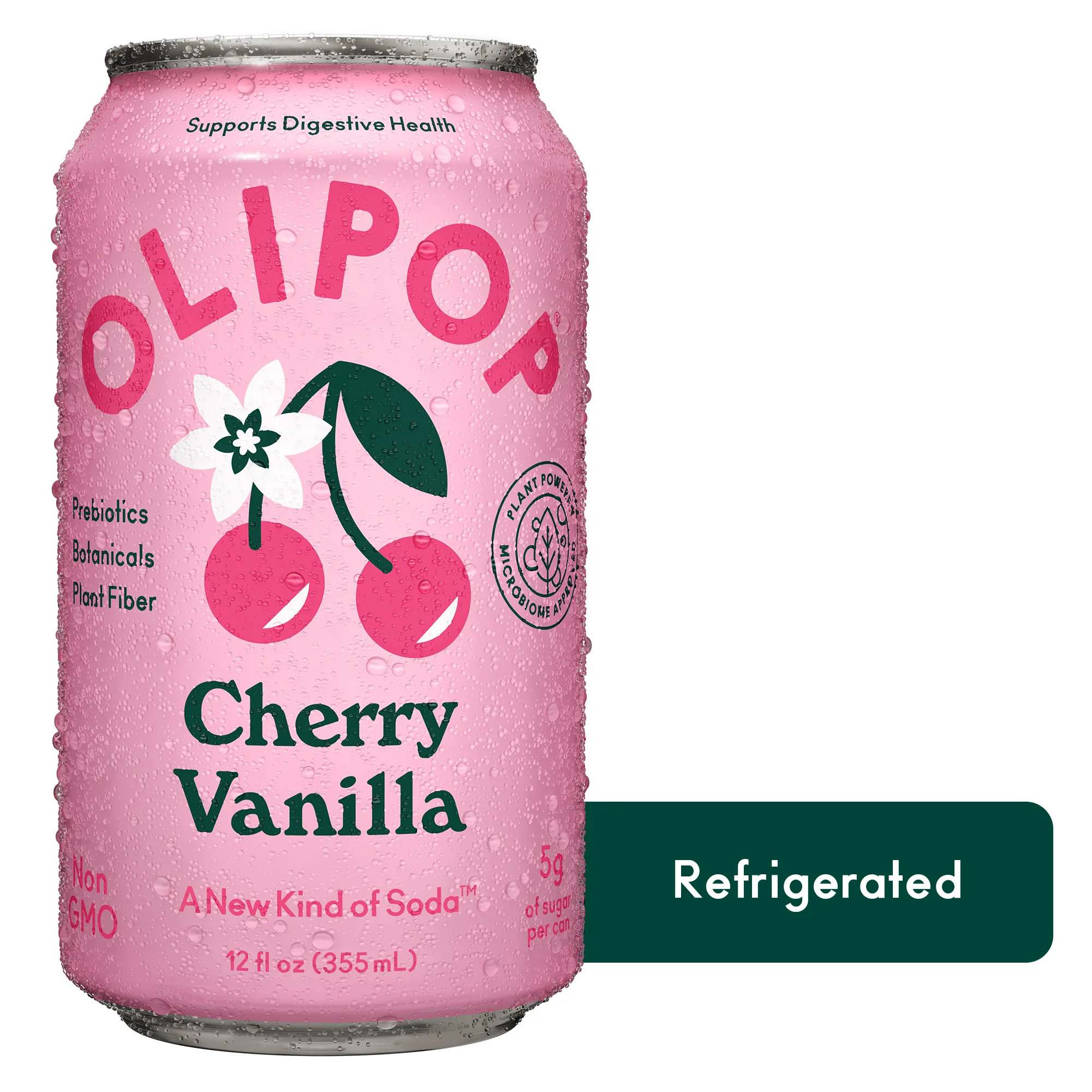 OLIPOP Prebiotic Soda, Cherry Vanilla, 12 fl oz, Refrigerated
