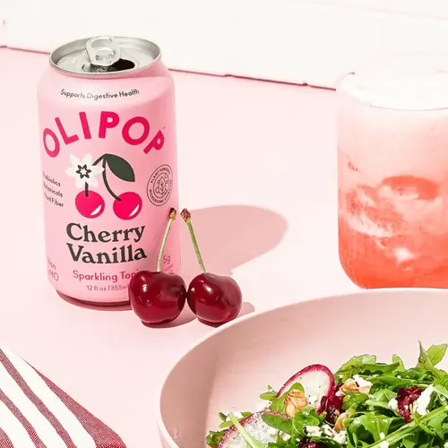 OLIPOP Prebiotic Soda, Cherry Vanilla, 12 fl oz, Refrigerated thumbnail 3
