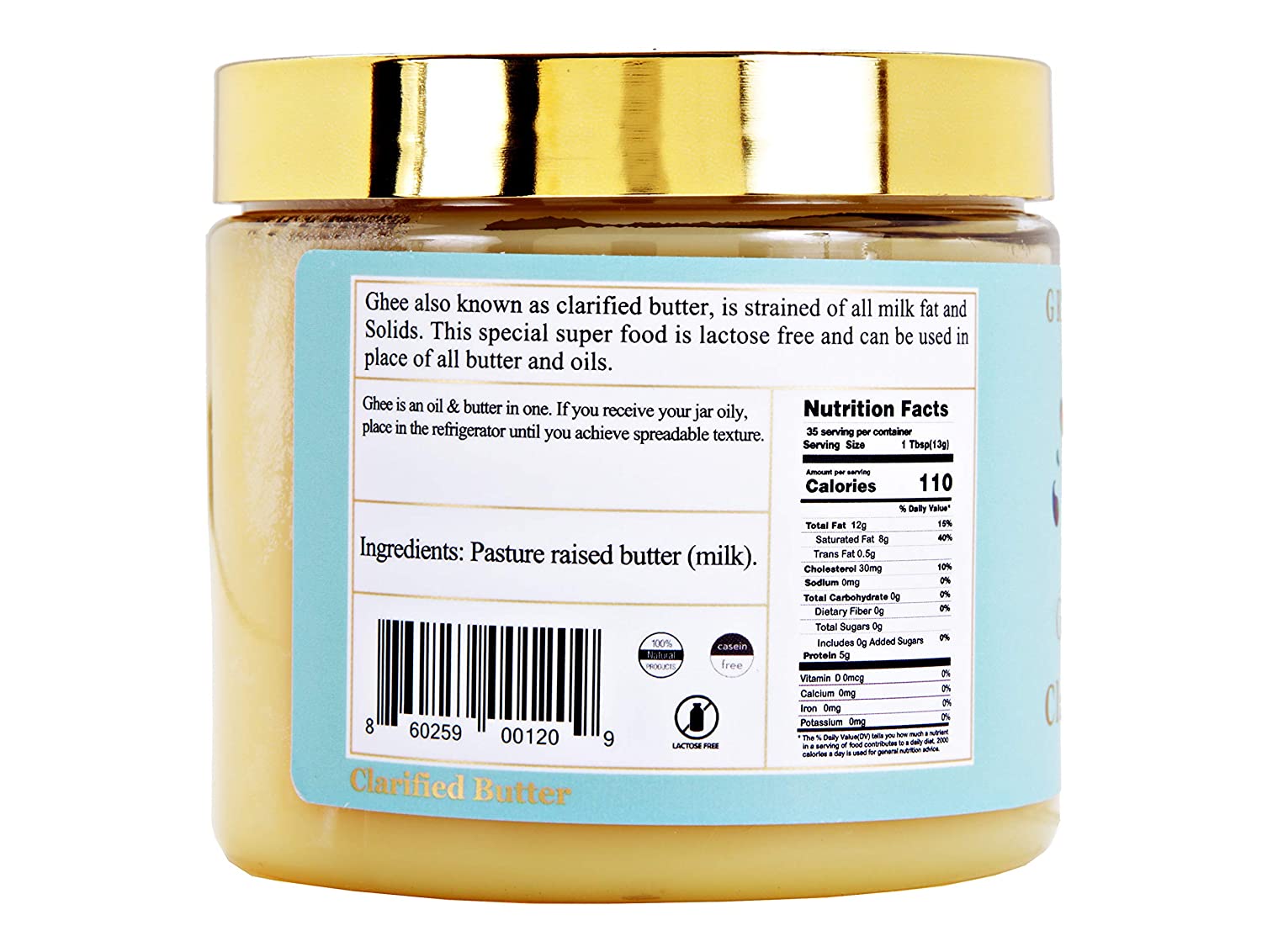 Classic Recipe Ghee Butter, By The Gourmet Ghee Company. Grass Fed, Casein & Lactose Free Ghee, 16oz thumbnail 4