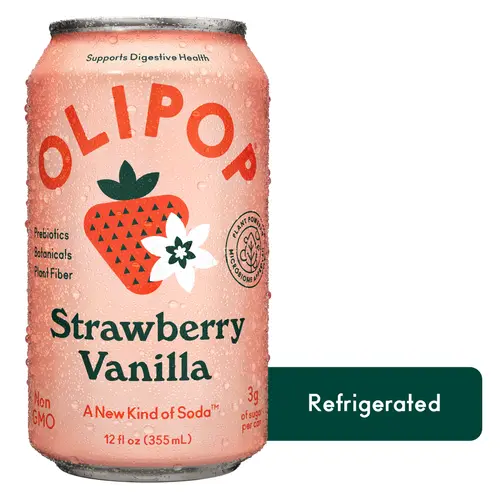 OLIPOP Prebiotic Soda, Strawberry Vanilla, 12 fl oz, Refrigerated