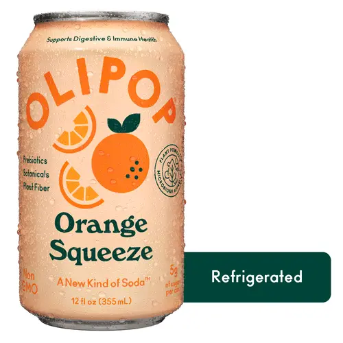 OLIPOP Prebiotic Soda, Orange Squeeze, 12 fl oz, Refrigerated