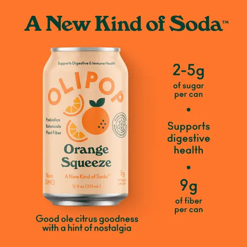 OLIPOP Prebiotic Soda, Orange Squeeze, 12 fl oz, Refrigerated thumbnail 2