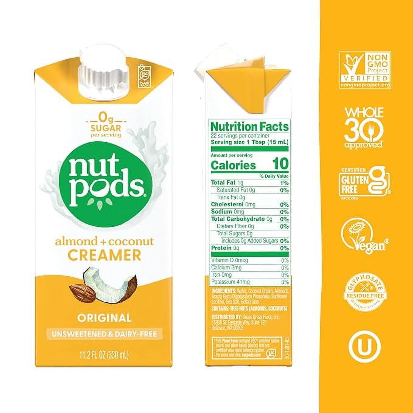 nutpods Original Unsweetened Dairy-Free Coffee Creamer 11.2oz 4-pack thumbnail 2